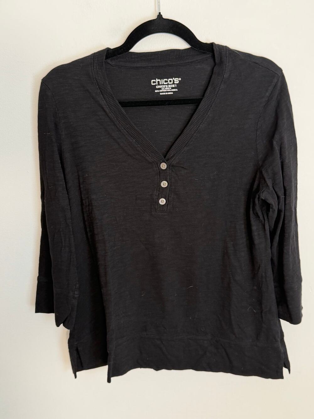 Chico's Splitneck Button Tee size medium